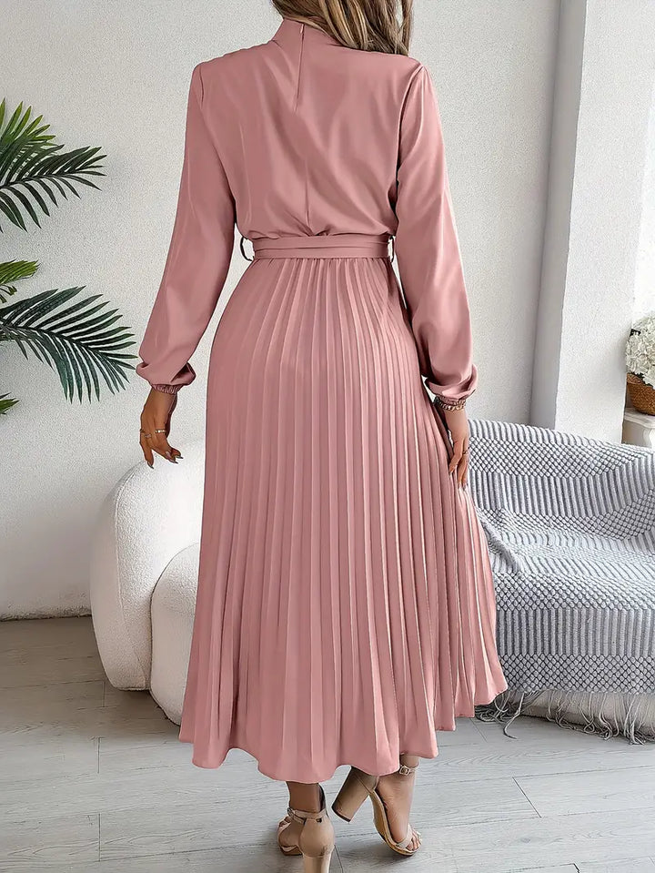 Cherry | Women's Elegant Long Sleeve Pleated Dress