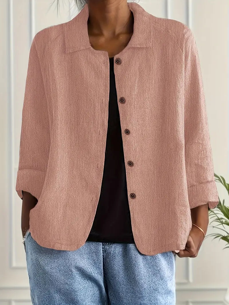 Denise | Women's Casual Collared Button-Up Linen Shirt