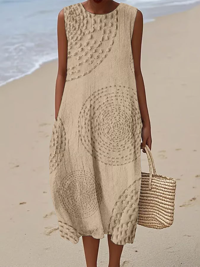 Mireya | Women's Textured Sleeveless Beach Midi Dress