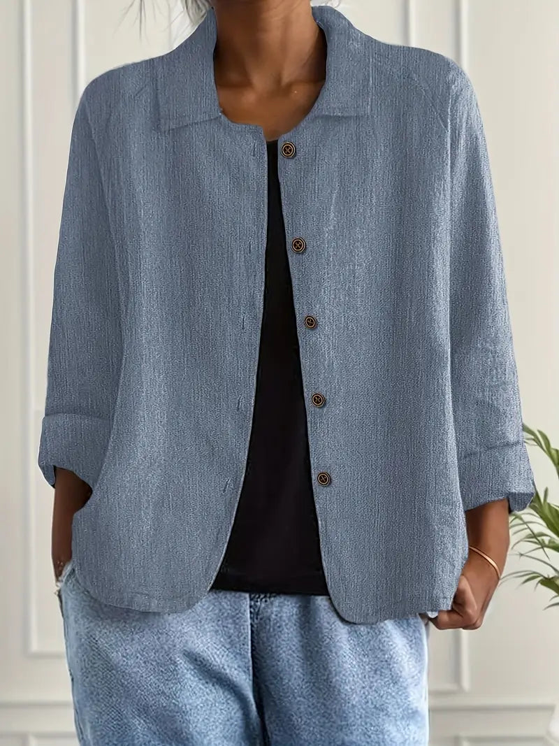 Denise | Women's Casual Collared Button-Up Linen Shirt