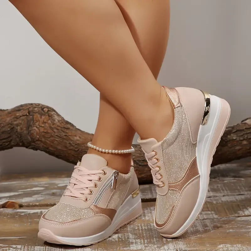 Arminel | Women's Panelled Lace-Up Wedge Trainers