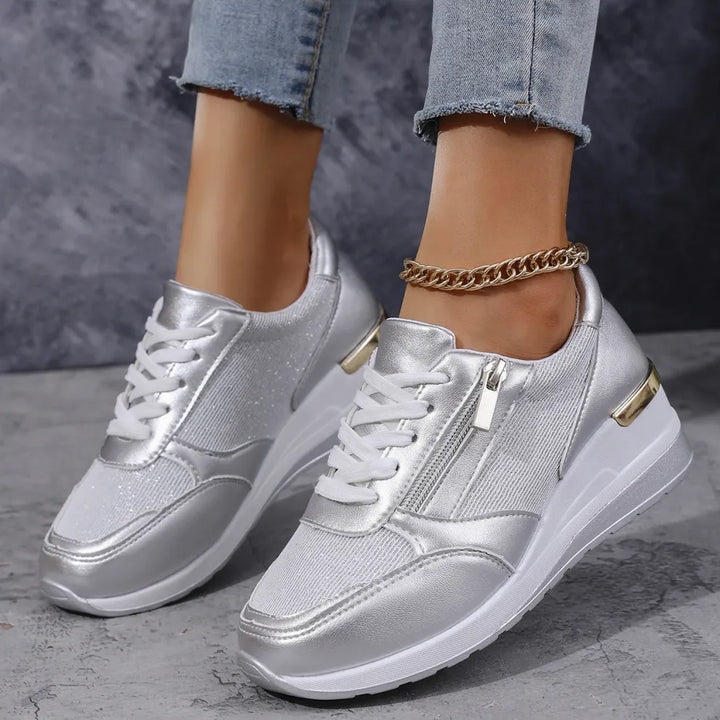 Arminel | Women's Panelled Lace-Up Wedge Trainers