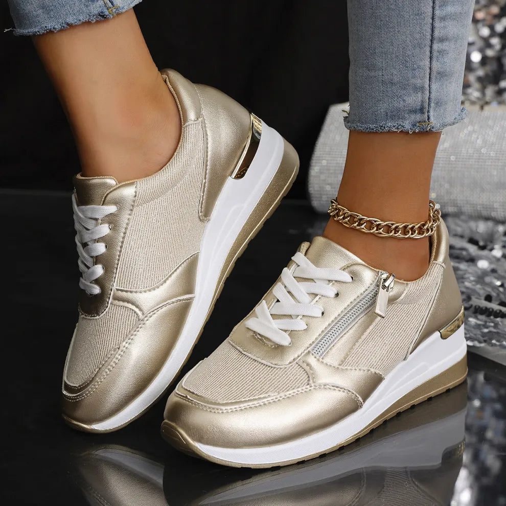 Arminel | Women's Panelled Lace-Up Wedge Trainers