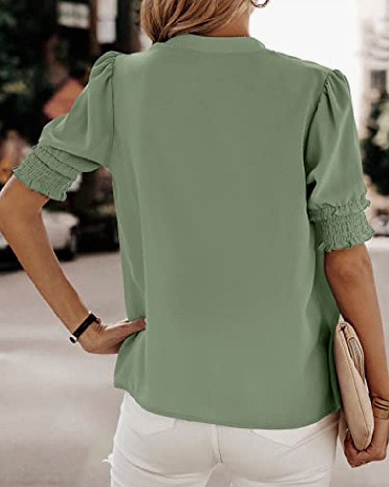 Virelle | Women's V-Neck Short Sleeve Blouse