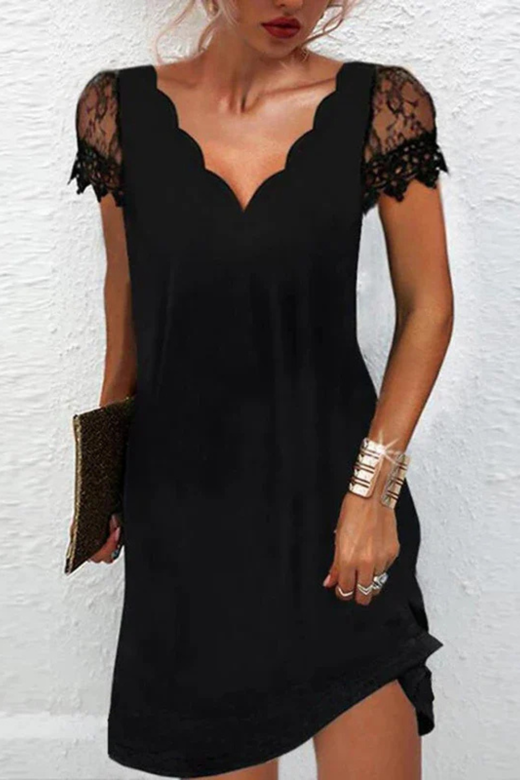 Wistera | Women's Lace Sleeve Mini Wedding Guest Dress