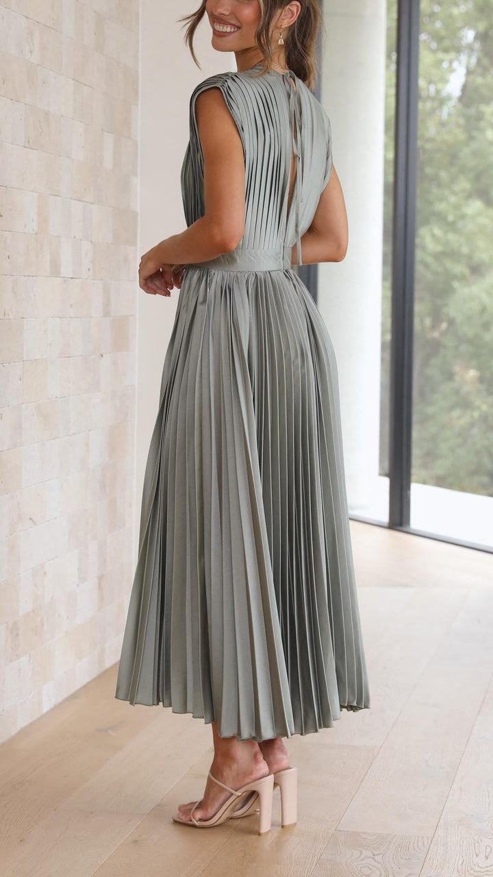 Callie | Women's Elegant Pleated Skirt Midi Dress
