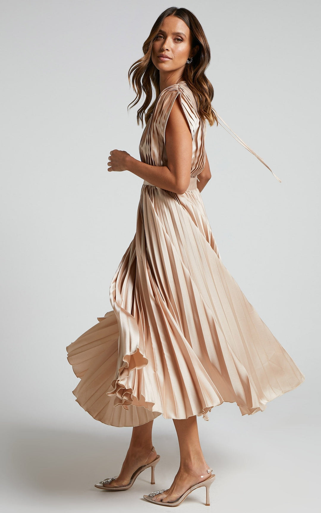 Callie | Women's Elegant Pleated Skirt Midi Dress