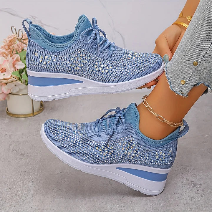 Embla | Women's Embellished Knit Wedge Sneakers