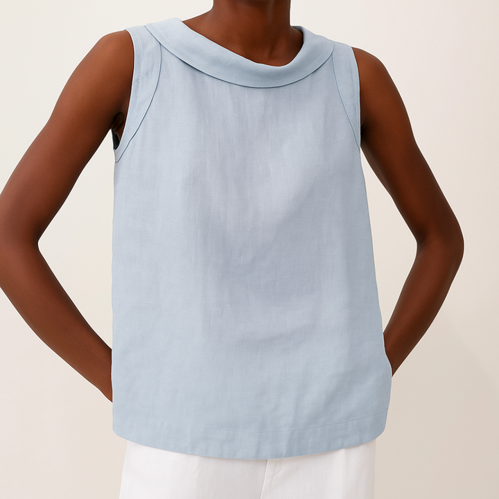 Crystal | Women's Sleeveless Roll Collar Top