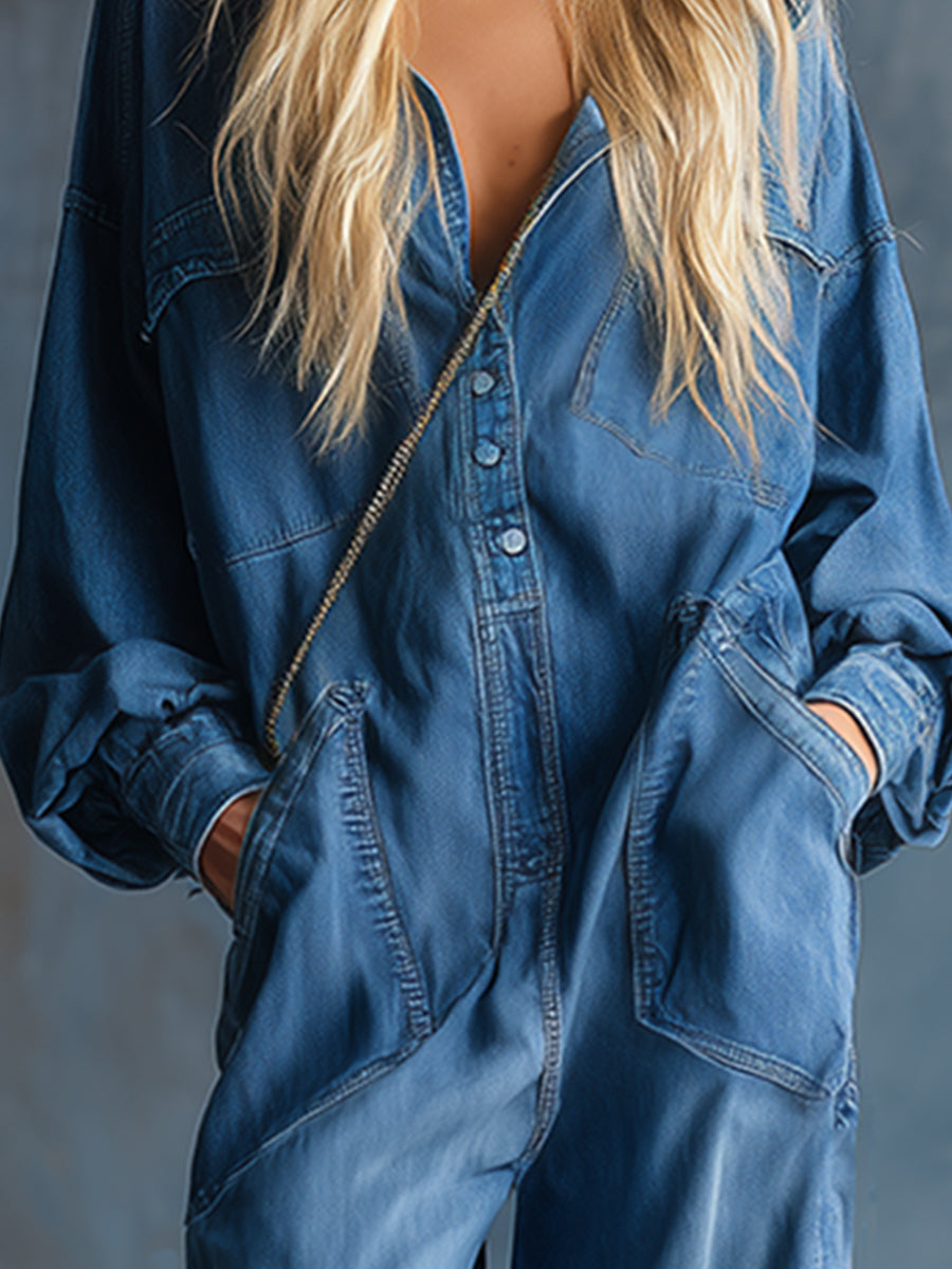 Elaine | Women's Hooded Wide Leg Dungaree