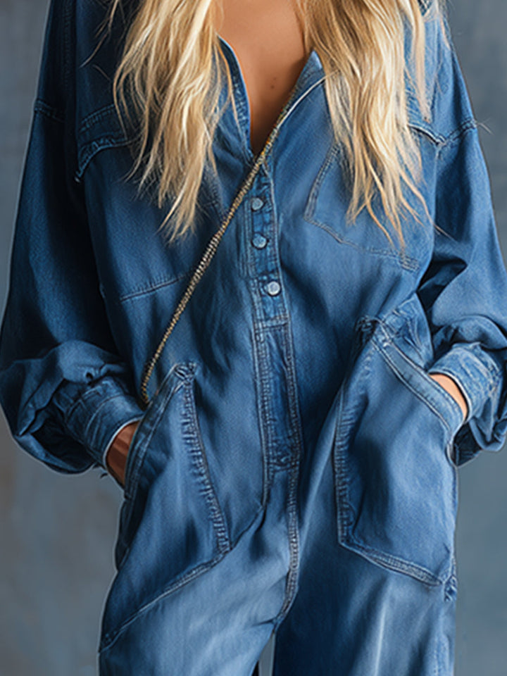 Elaine | Women's Hooded Wide Leg Dungaree