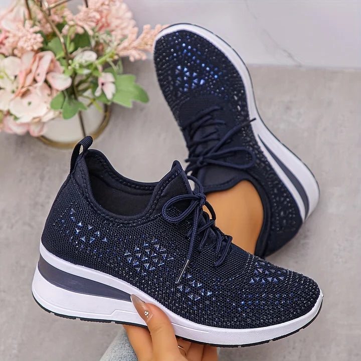 Embla | Women's Embellished Knit Wedge Sneakers