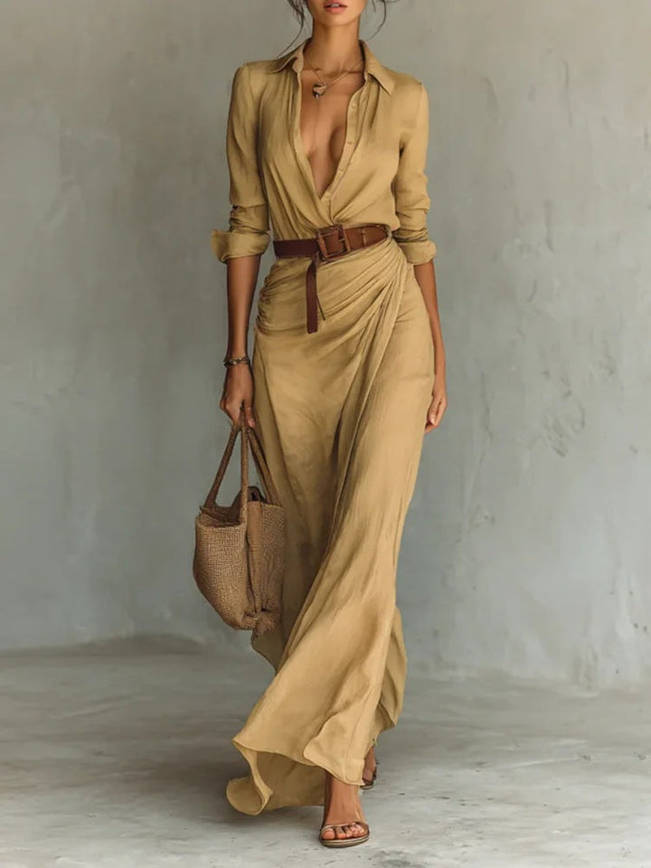 Aelswith | Women's Wrap Lapel Summer Maxi Dress