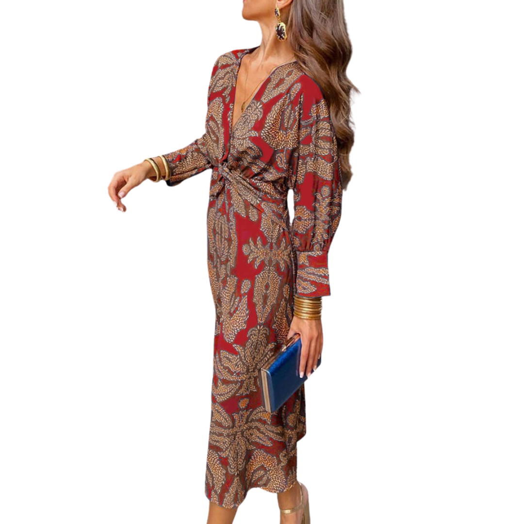 Elsie | Women's Elegant Printed Wrap Maxi Dress