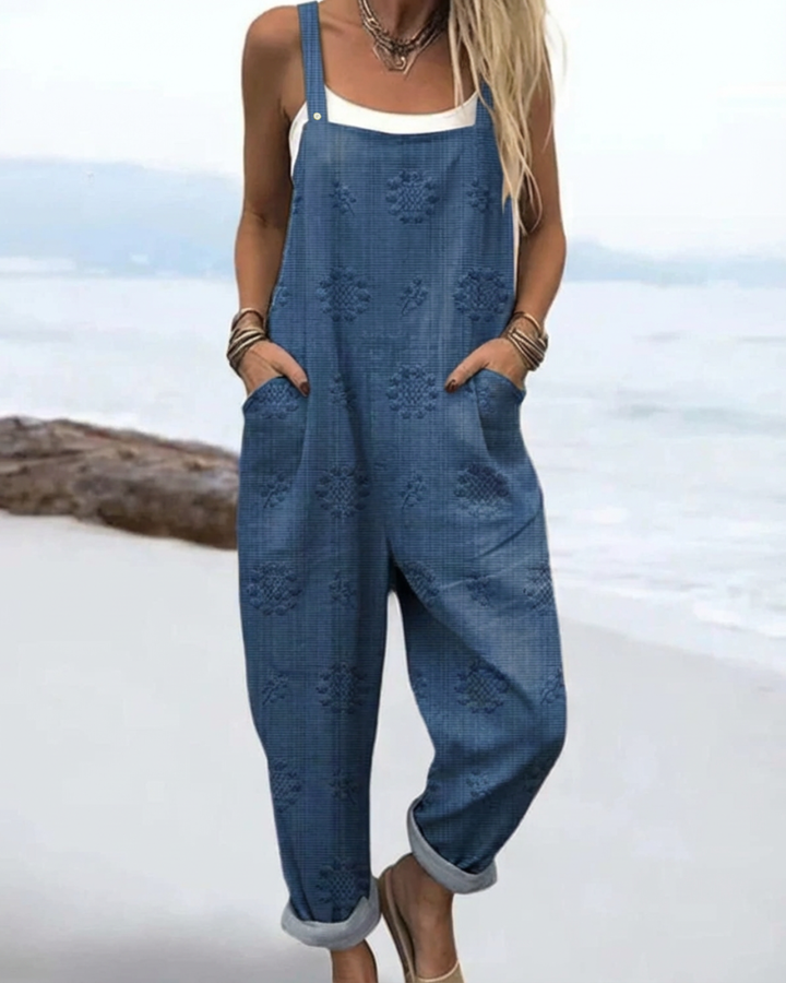 Velisse | Women's Relaxed Fit Pocket Dungaree Jumpsuit
