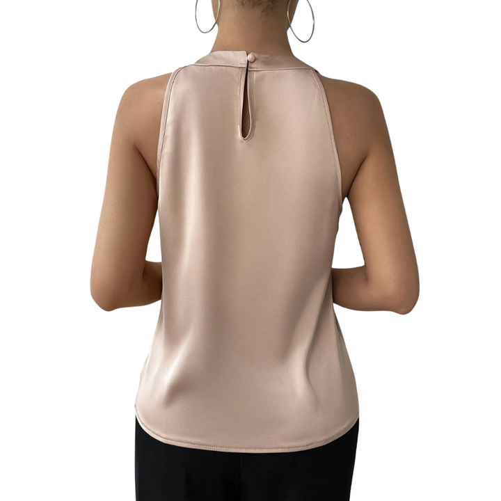 Anna | Women's Elegant Pleated Draped Satin Tank Top