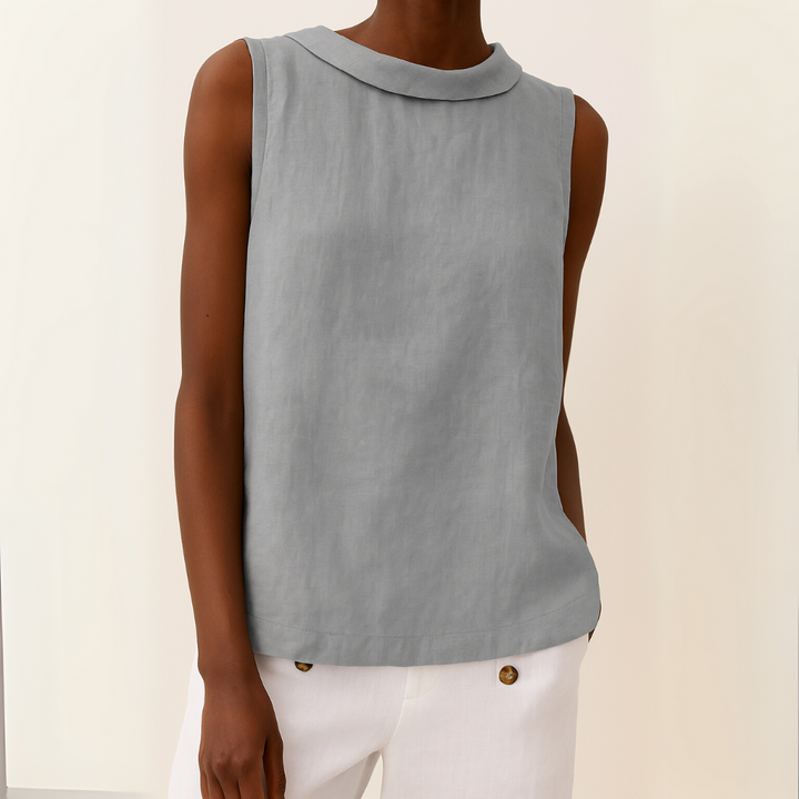 Crystal | Women's Sleeveless Roll Collar Top