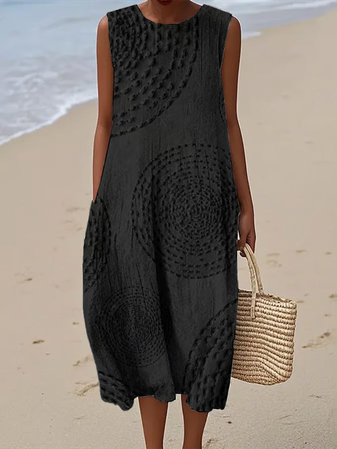 Mireya | Women's Textured Sleeveless Beach Midi Dress