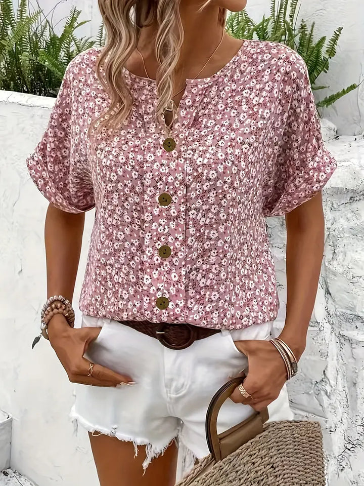 Imara | Women's Floral Button Front Summer Blouse