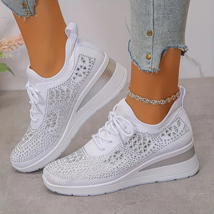 Embla | Women's Embellished Knit Wedge Sneakers