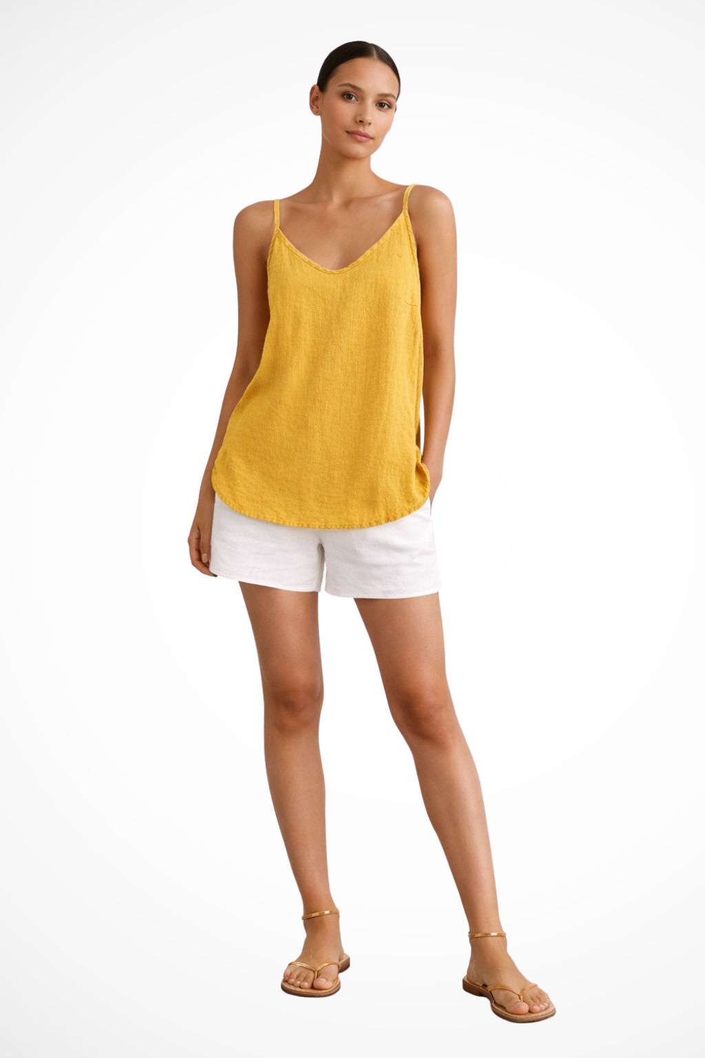 Kinsleyra | Women's Spaghetti Strap Linen Spring Top