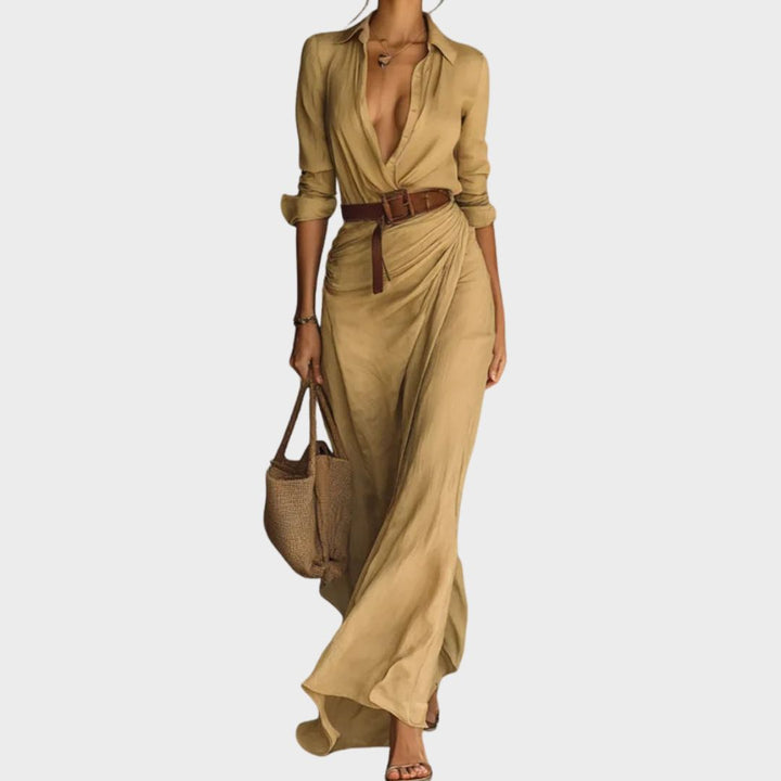 Aelswith | Women's Wrap Lapel Summer Maxi Dress