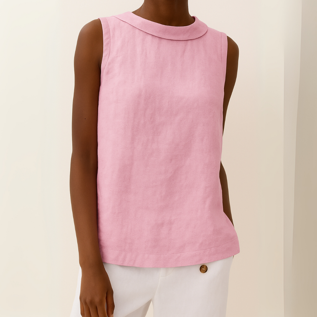 Crystal | Women's Sleeveless Roll Collar Top