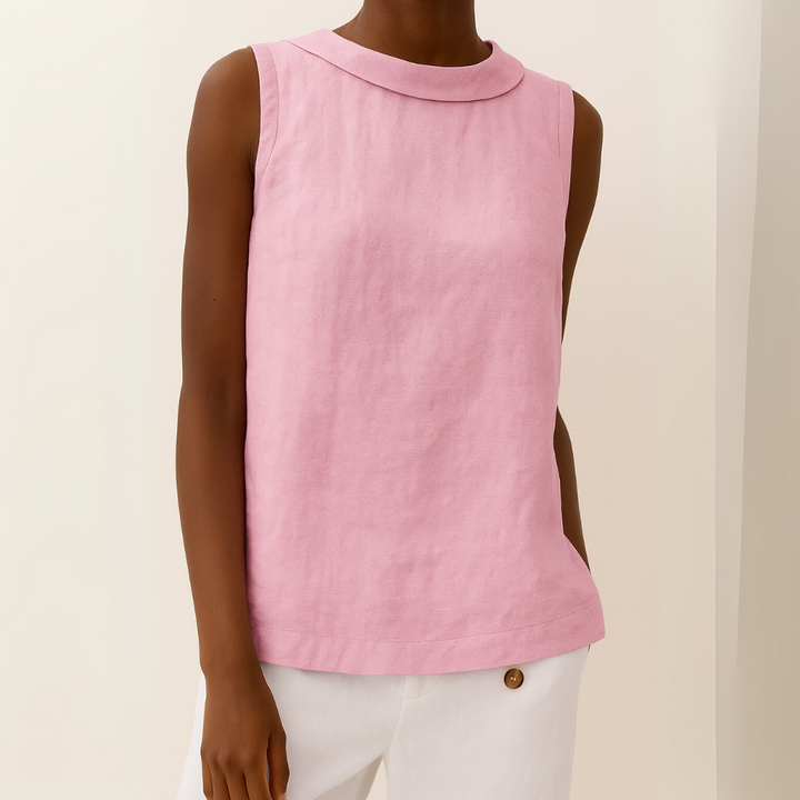 Crystal | Women's Sleeveless Roll Collar Top