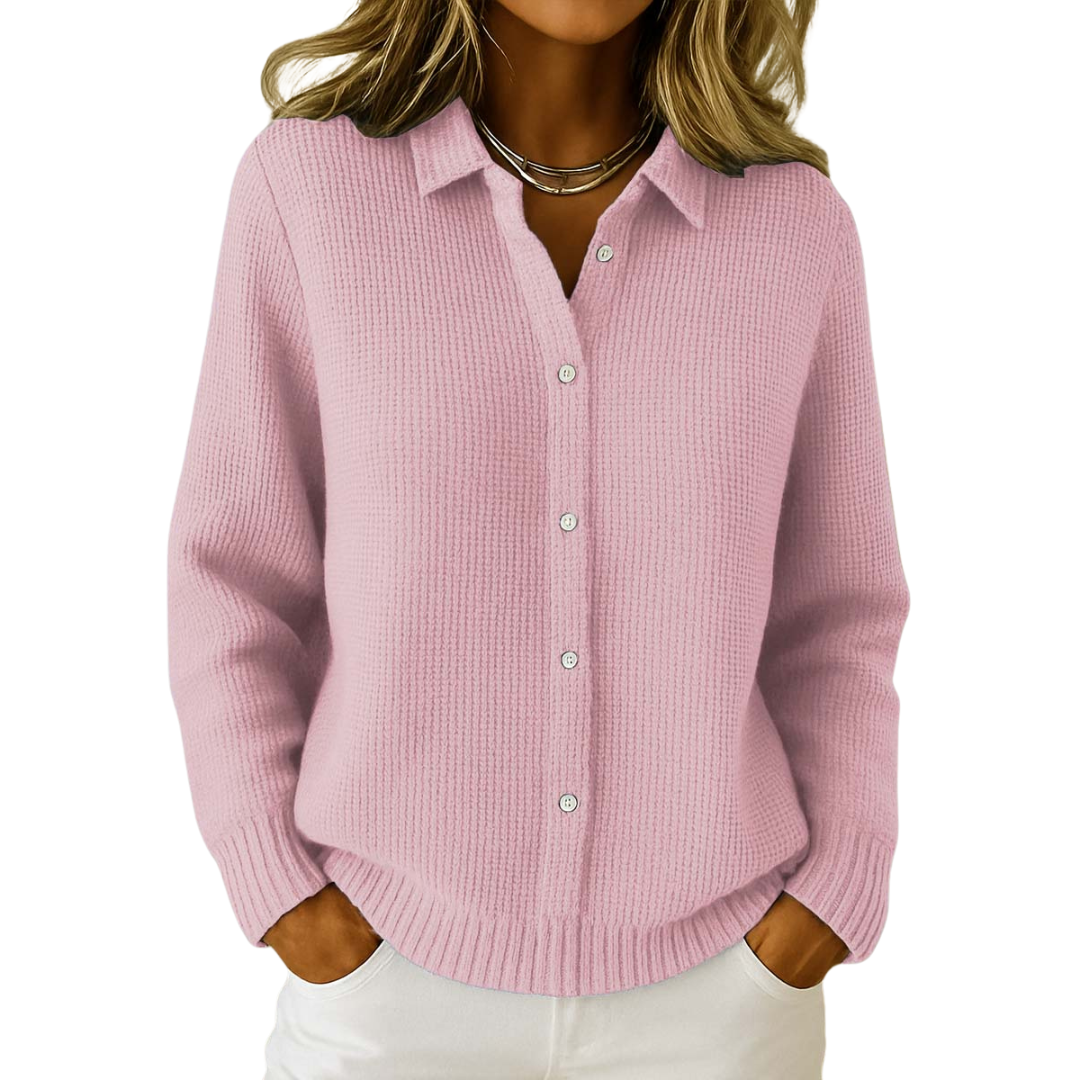 Adrianna | Women's Casual Ribbed Knit Button-Up Cardigan