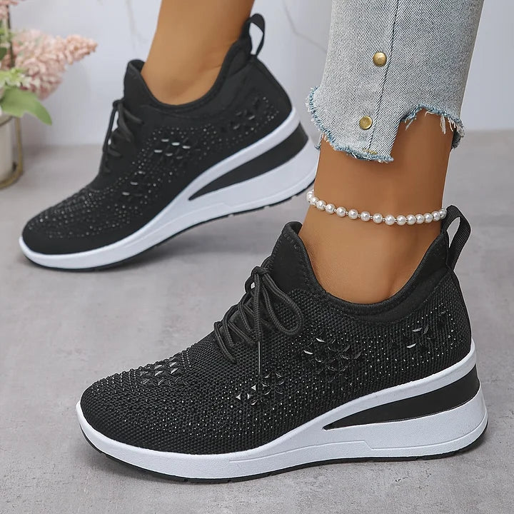 Embla | Women's Embellished Knit Wedge Sneakers