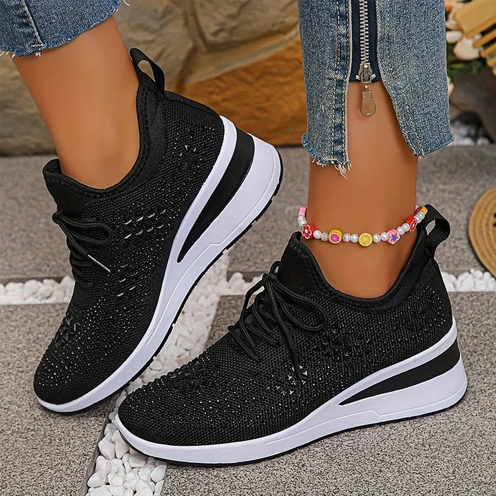 Embla | Women's Embellished Knit Wedge Sneakers