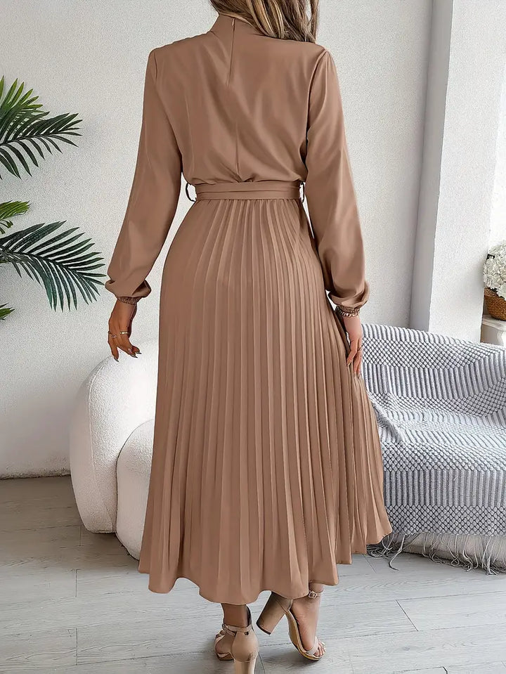 Cherry | Women's Elegant Long Sleeve Pleated Dress