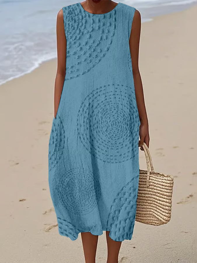 Mireya | Women's Textured Sleeveless Beach Midi Dress