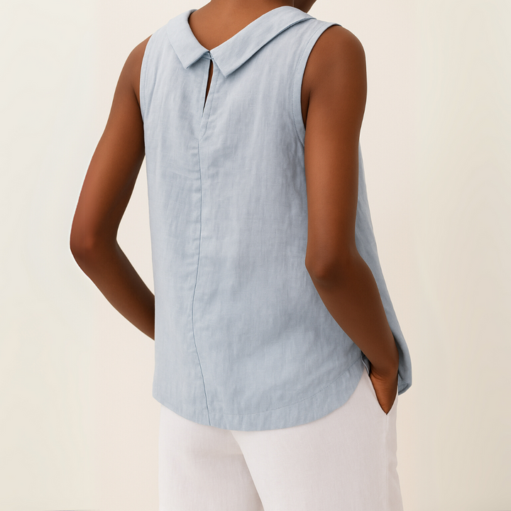 Crystal | Women's Sleeveless Roll Collar Top