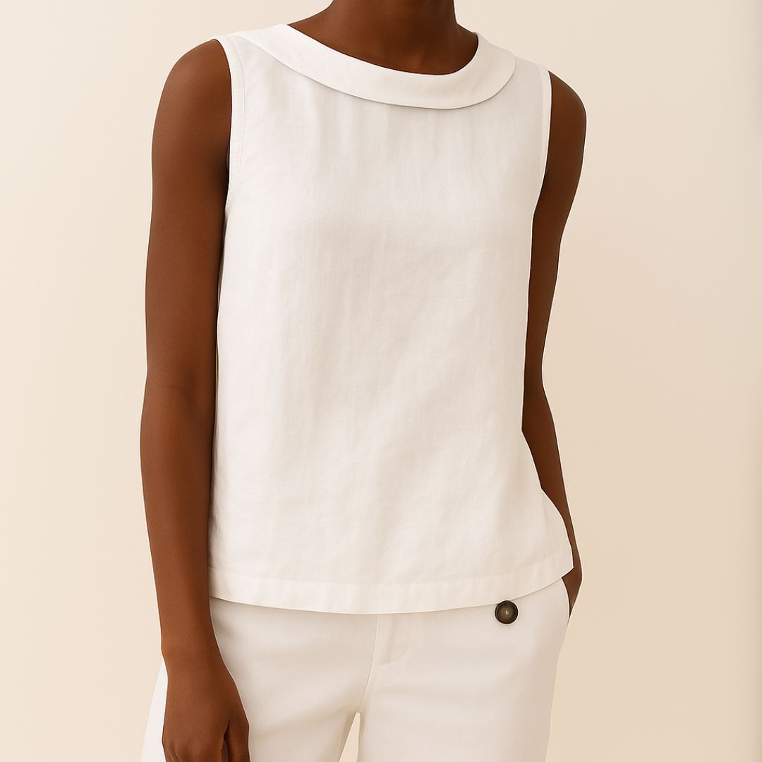 Crystal | Women's Sleeveless Roll Collar Top