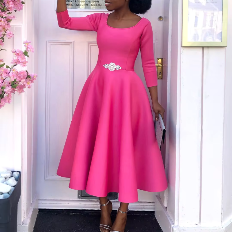 Elvina | Women's A-Line Midi Wedding Guest Dress