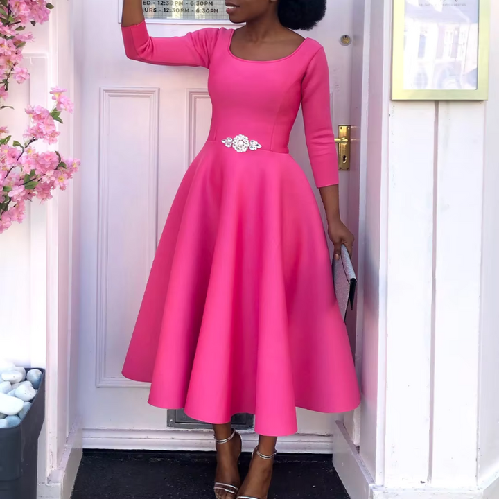 Elvina | Women's A-Line Midi Wedding Guest Dress