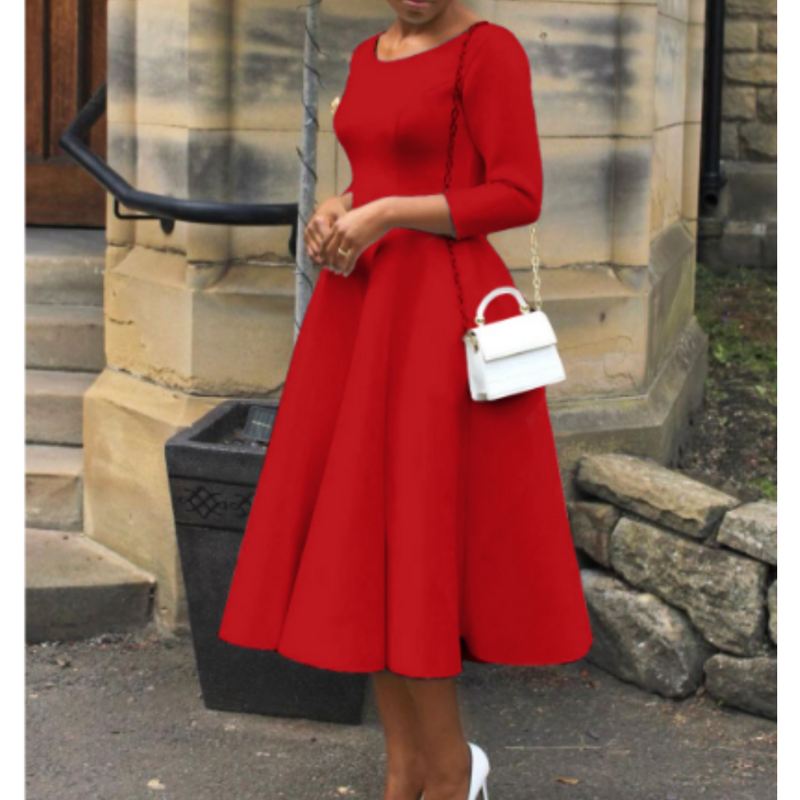 Elvina | Women's A-Line Midi Wedding Guest Dress