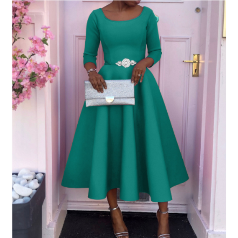 Elvina | Women's A-Line Midi Wedding Guest Dress