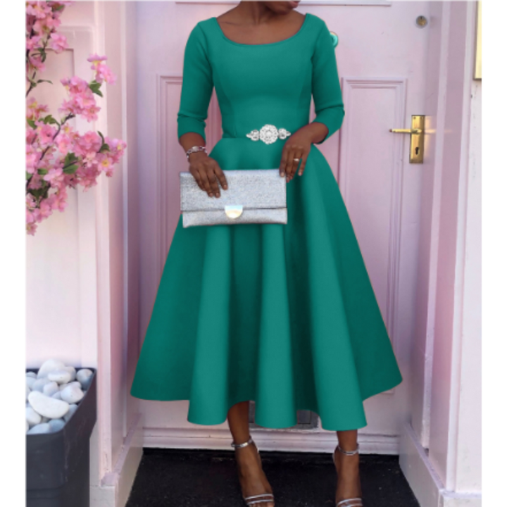 Elvina | Women's A-Line Midi Wedding Guest Dress