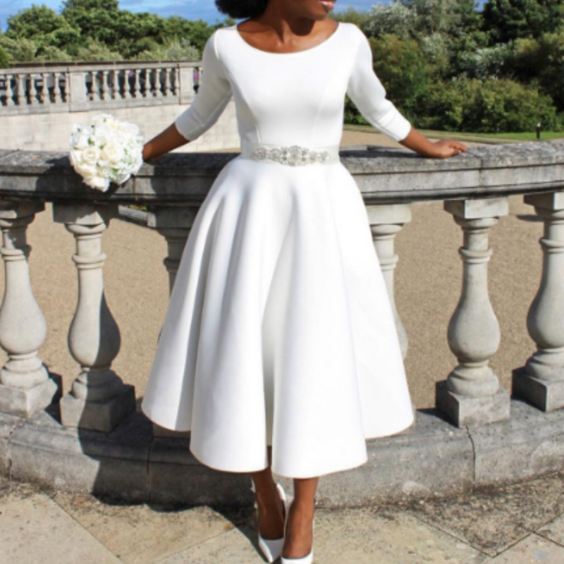 Elvina | Women's A-Line Midi Wedding Guest Dress