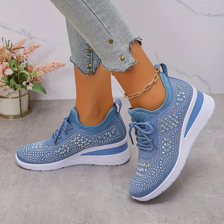 Embla | Women's Embellished Knit Wedge Sneakers