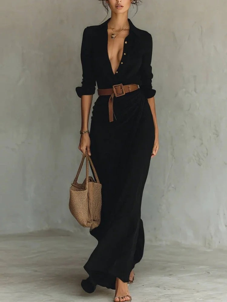 Aelswith | Women's Wrap Lapel Summer Maxi Dress