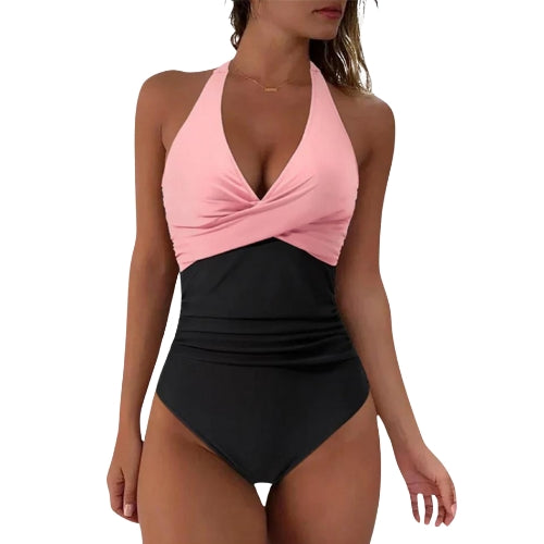 Ambrisse | Women's Floral Halter Shaping Swimsuit