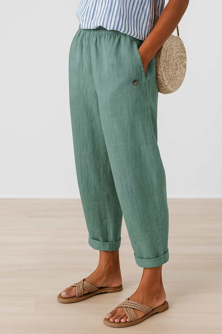 Wanda | Women's Casual Linen Blend Tapered Pants