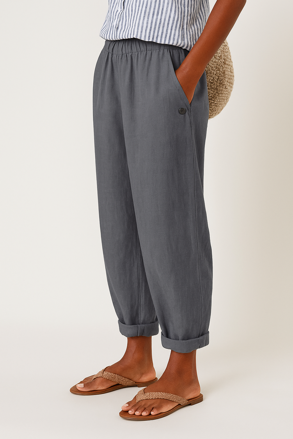 Wanda | Women's Casual Linen Blend Tapered Pants