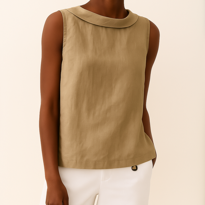 Crystal | Women's Sleeveless Roll Collar Top