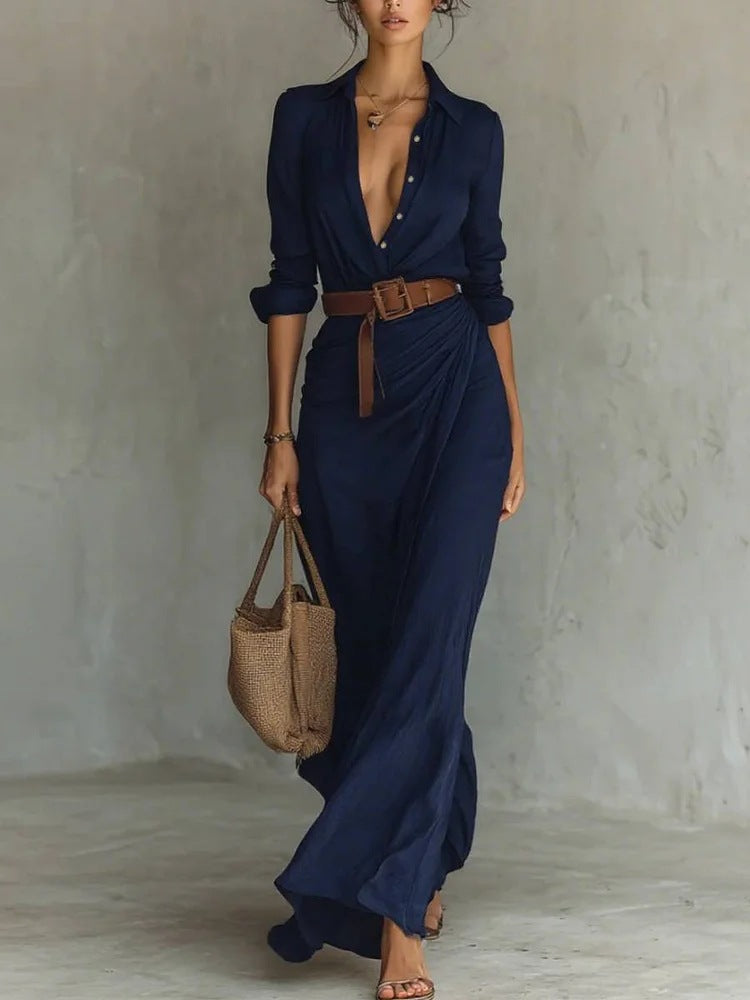 Aelswith | Women's Wrap Lapel Summer Maxi Dress
