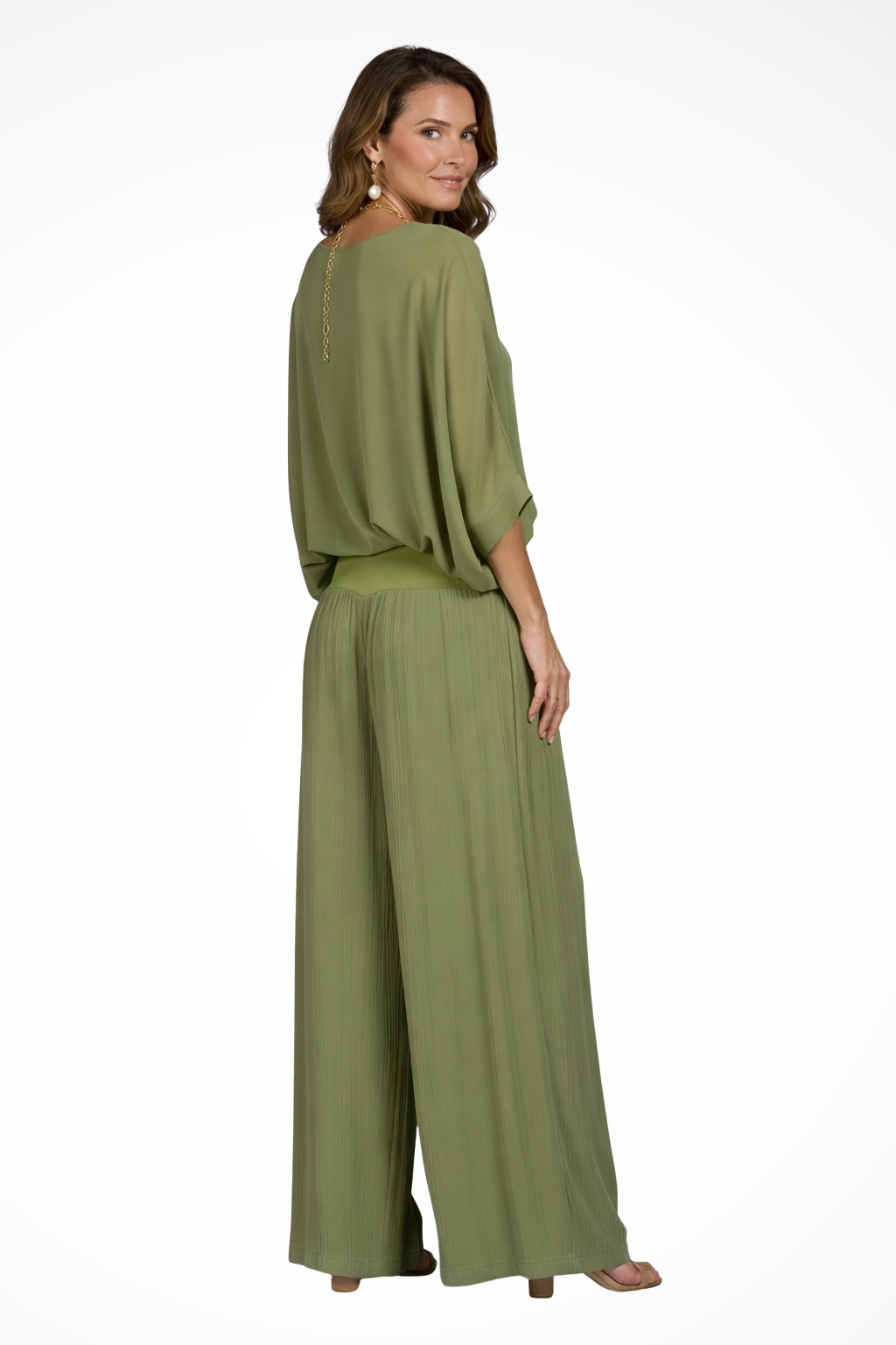 Calyra | Women's Elegant Two Piece Top and Wide Leg Trousers Set