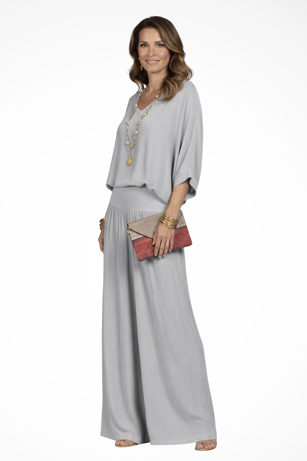 Calyra | Women's Elegant Two Piece Top and Wide Leg Trousers Set
